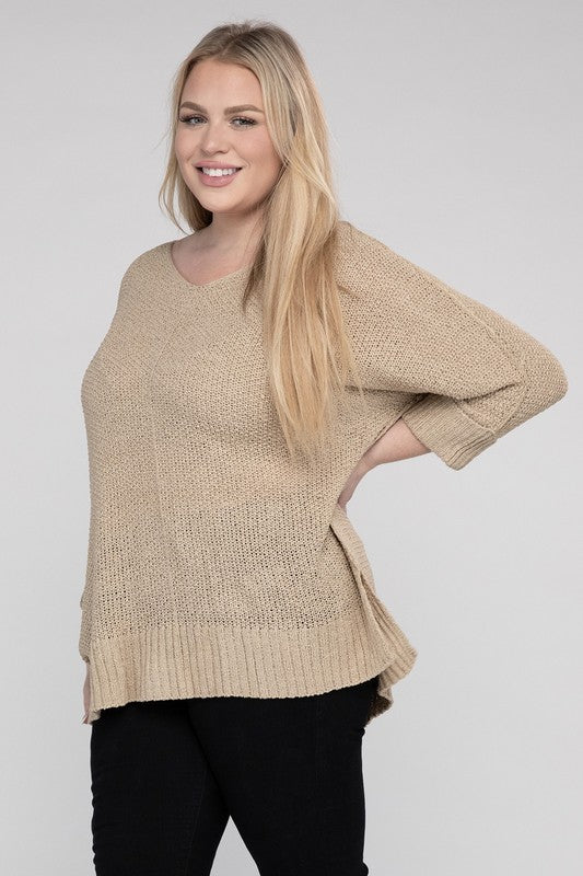 Plus Size Crew Neck Knit Sweater king-general-store-5710.myshopify.com