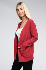 Melange Open Front Sweater Cardigan king-general-store-5710.myshopify.com