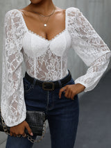 Lace Balloon Sleeve Bodysuit