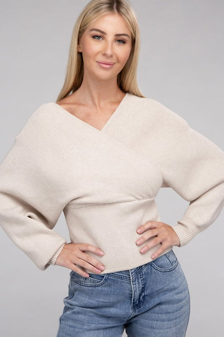 Viscose Cross Wrap Pullover Sweater king-general-store-5710.myshopify.com