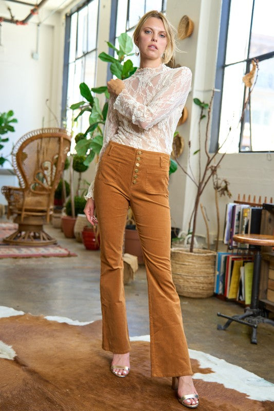 High Waist Corduroy Flare Pants king-general-store-5710.myshopify.com