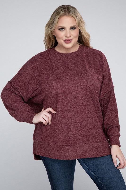 Plus Brushed Melange Drop Shoulder Sweater king-general-store-5710.myshopify.com