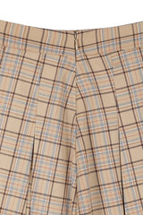 Beige Check Plaid Pleated Mini Skirt king-general-store-5710.myshopify.com