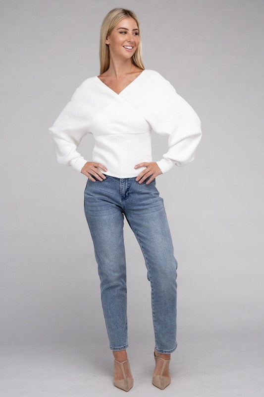 Viscose Cross Wrap Pullover Sweater king-general-store-5710.myshopify.com