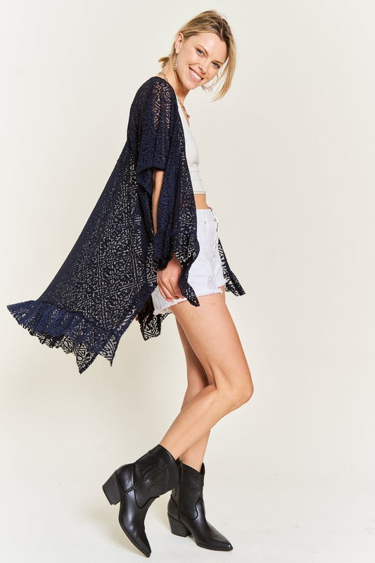 Lace Oversize Ruffle Kimono