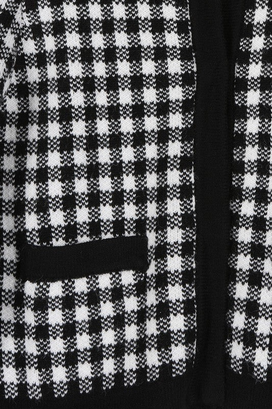 Black Check Knitted Jacket king-general-store-5710.myshopify.com