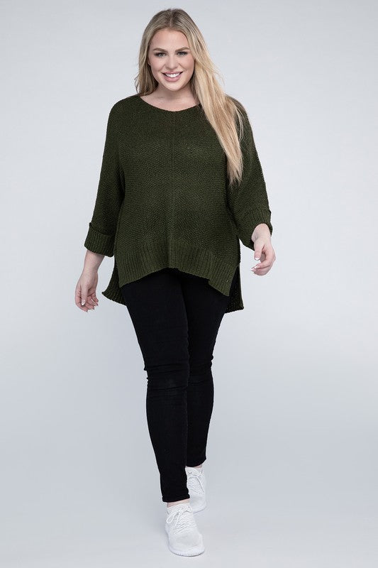 Plus Size Crew Neck Knit Sweater king-general-store-5710.myshopify.com