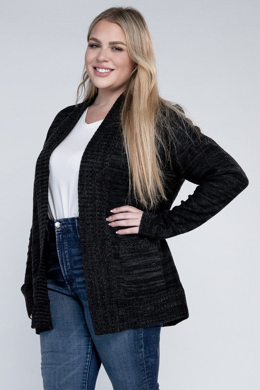 Plus Solid Open Front Cardigan king-general-store-5710.myshopify.com