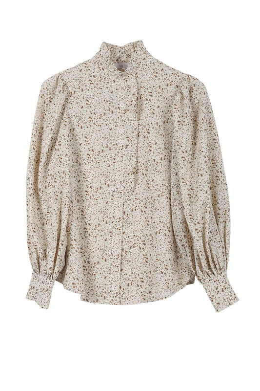 Stand Collar Floral Frill Blouse king-general-store-5710.myshopify.com