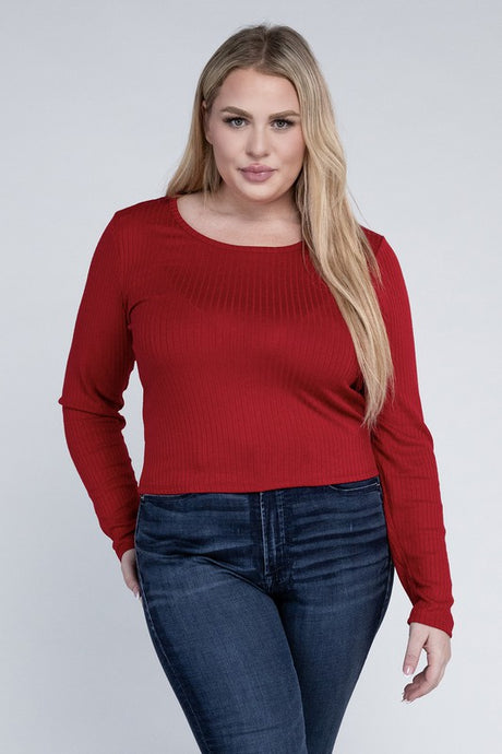 Plus Classic Ribbed Round Neck Long Sleeve king-general-store-5710.myshopify.com