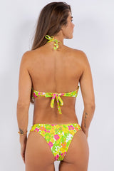 TWO PIECE FLORAL PRINTS PLEATED TOP BIKINI