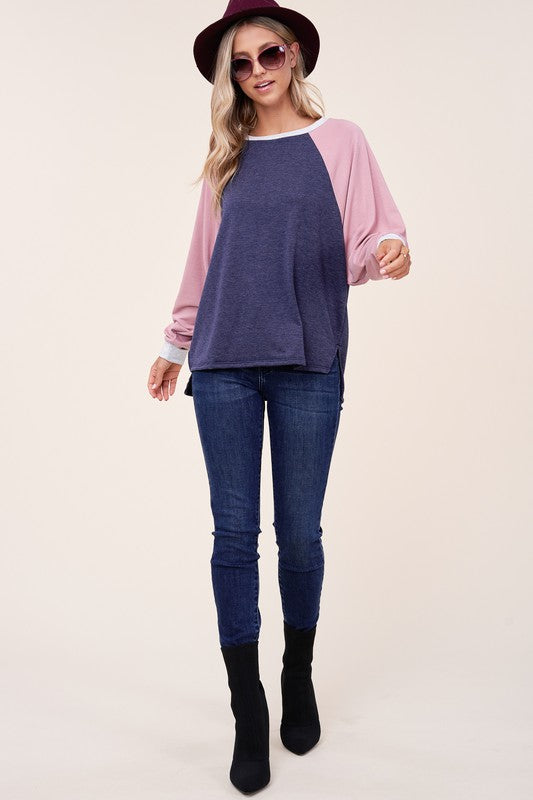 Solid Terry Color Block Sweatshirt