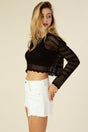 Black Mesh Knit Crop Top king-general-store-5710.myshopify.com