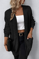 Open Front Waffle Sweater Cardigan king-general-store-5710.myshopify.com