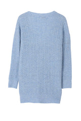 Light Blue Wool Blended Cable Knitted Cardigan king-general-store-5710.myshopify.com