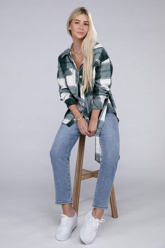 Plaid Belted Shacket king-general-store-5710.myshopify.com