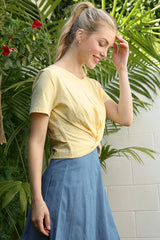 Solid Twist Front with Short Sleeve Top king-general-store-5710.myshopify.com