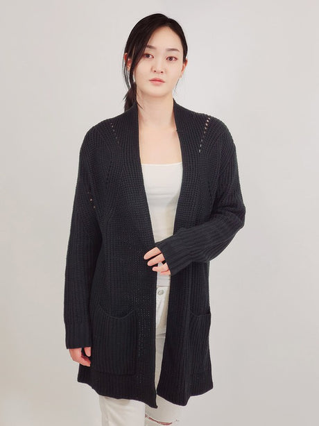 Open Front Waffle Knit Sweater Cardigan with Pockets king-general-store-5710.myshopify.com