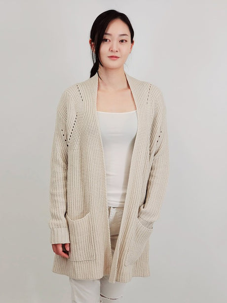 Open Front Waffle Knit Sweater Cardigan with Pockets king-general-store-5710.myshopify.com