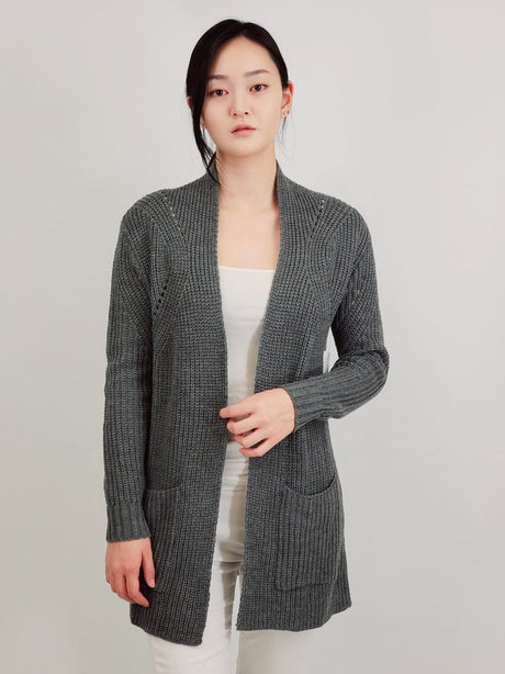 Open Front Waffle Knit Sweater Cardigan with Pockets king-general-store-5710.myshopify.com