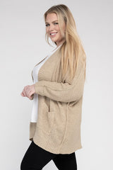 Plus Size Ribbed Knit Open Front Cardigan king-general-store-5710.myshopify.com