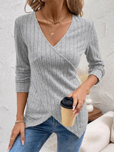 Perfee Surplice Long Sleeve T-Shirt