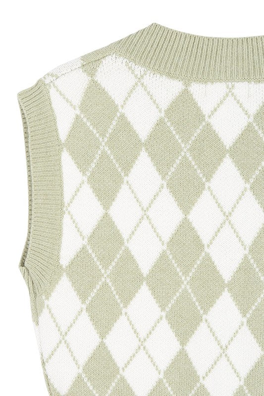 Knitted argyle sweater vest king-general-store-5710.myshopify.com