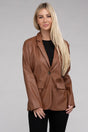 Sleek Pu Leather Blazer with Front Closure king-general-store-5710.myshopify.com