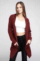 Twist Knitted Open Front Cardigan With Pockets king-general-store-5710.myshopify.com