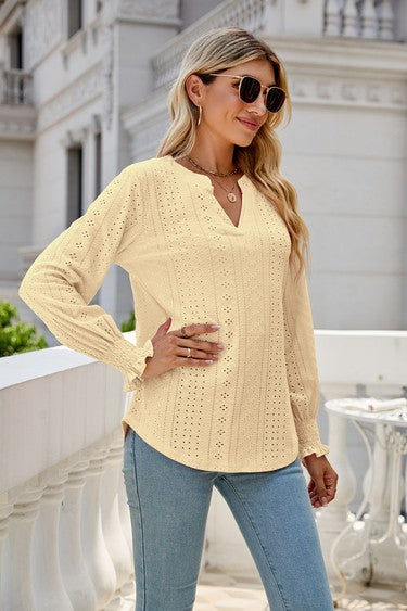 V-Neck Long Sleeve Top