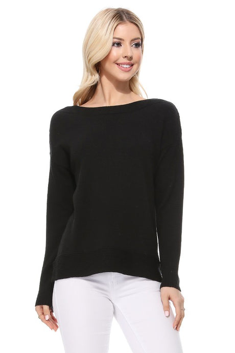 Silky Soft Rayon Stretch Boat Neck Sweater Top king-general-store-5710.myshopify.com