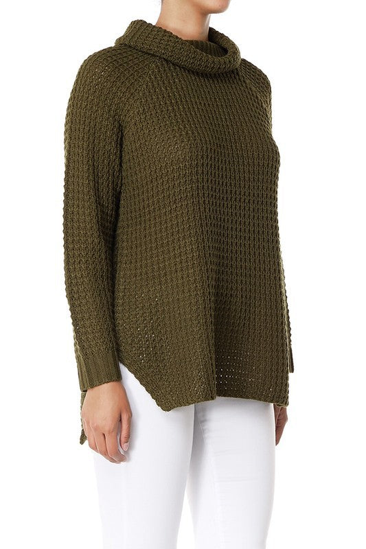 Cowl Neck Oversized Pop-Corn Knit Tunic Sweater king-general-store-5710.myshopify.com