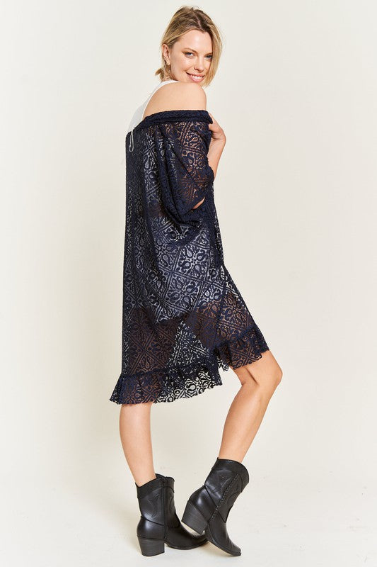 Lace Oversize Ruffle Kimono