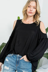 COLD SHOULDER CASUAL BLOUSES TOP