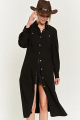 SOLID BUTTON DOWN BELTED LONG DRESS 30-545 king-general-store-5710.myshopify.com