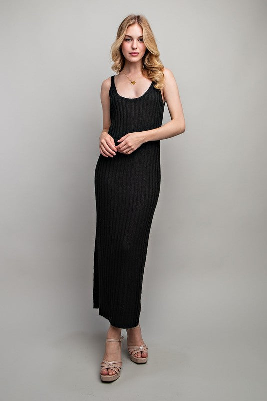 RIBBED-KNIT MAXI DRESS