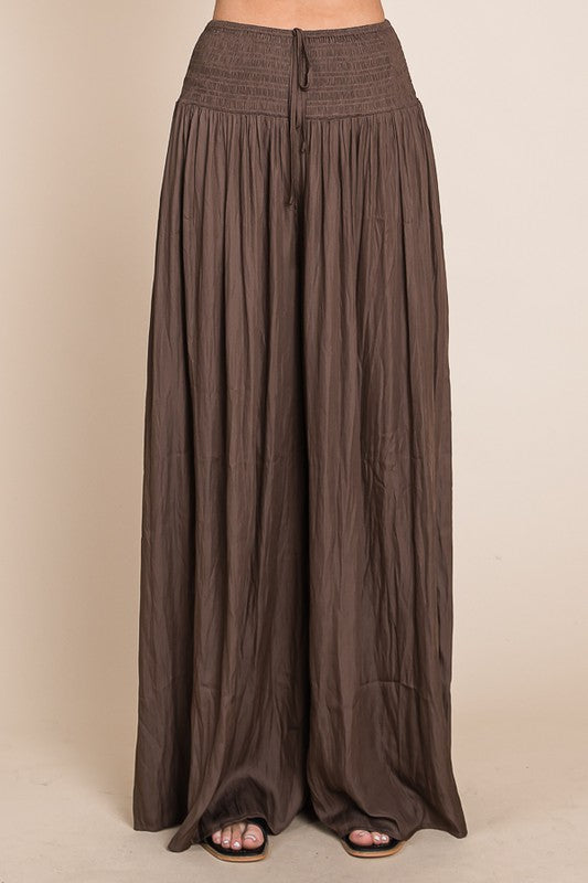 Plus Ruched Waist Wide Resort Pants king-general-store-5710.myshopify.com