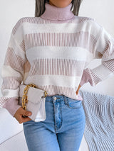 Striped Turtleneck Long Sleeve Sweater