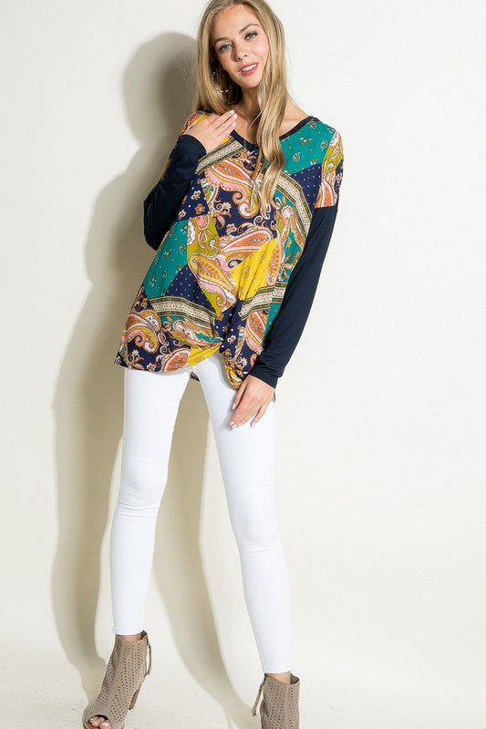 PAISLEY MIXED BOXY TOP