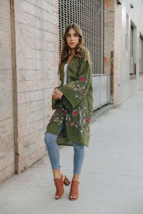 Long Floral Kimono Cardigan king-general-store-5710.myshopify.com