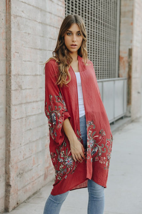 Long Floral Kimono Cardigan king-general-store-5710.myshopify.com