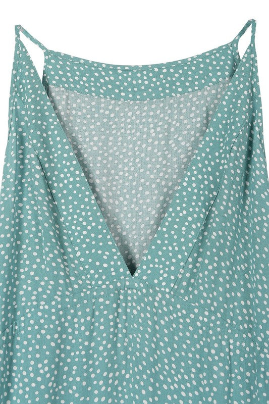 Green Polka Dot V-Neck Tiered Maxi Dress king-general-store-5710.myshopify.com