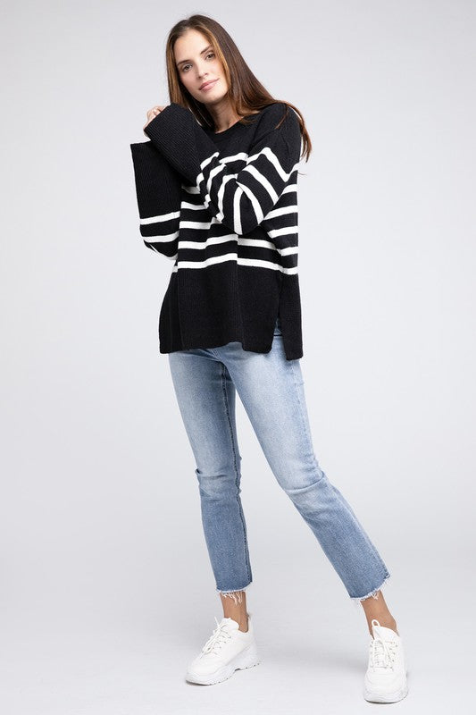 Ribbed Hem Stripe Sweater king-general-store-5710.myshopify.com