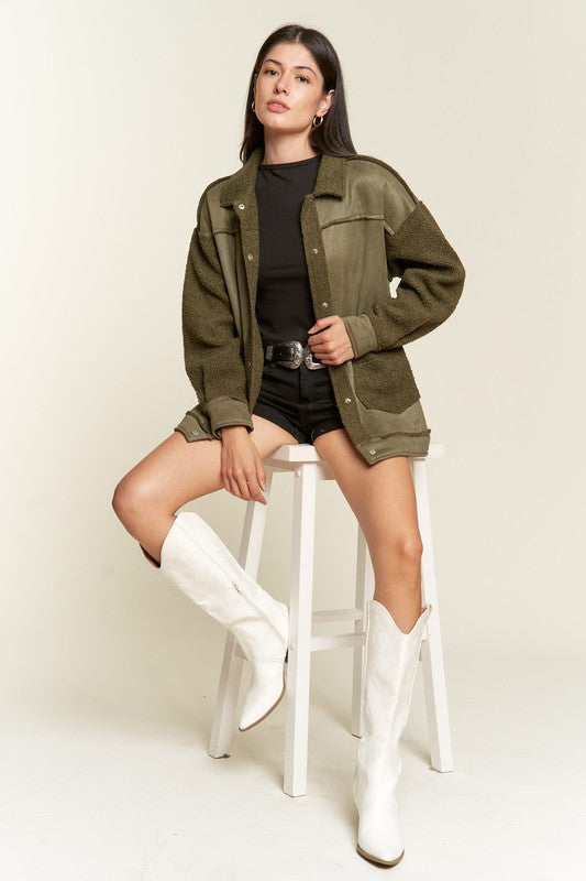 Plus Faux Fur and Suede Jacket king-general-store-5710.myshopify.com