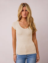 Scoop Neck Cap Sleeve T-Shirt