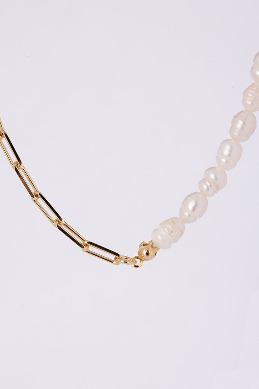 Natural Pearl Chain Bracelet and Necklace Set - Gold king-general-store-5710.myshopify.com