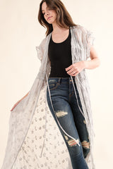 Chiffon Embroidery Lace Kimono Duster Cardigan