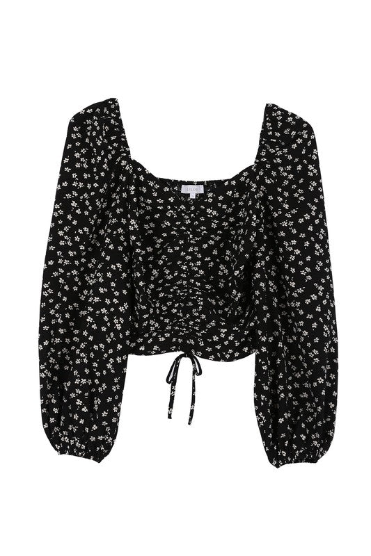 Ruched Floral Print Crop Top king-general-store-5710.myshopify.com