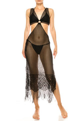 Relaxing Crochet with Tinsel Bottom Mid Cutout Cover Up king-general-store-5710.myshopify.com