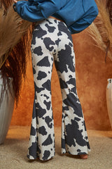 Mocha Cow Print Flared Pants king-general-store-5710.myshopify.com